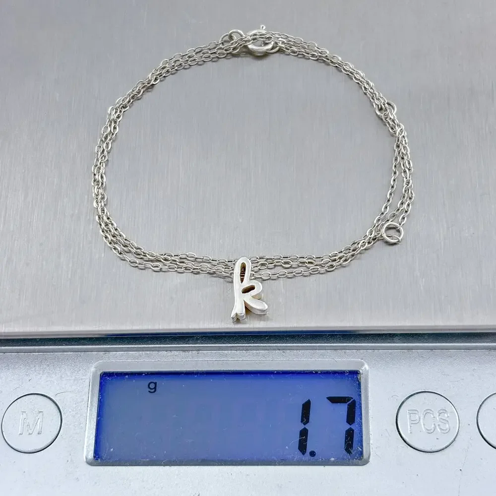 Vintage Sterling Silver 925 K Initial Necklace 16-18